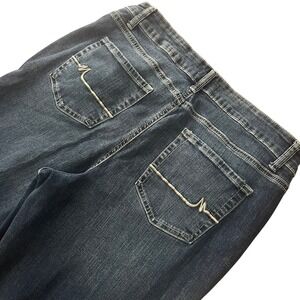 Maurices Dark Wash Straight Leg Embroidered Pocket Denim Jeans Womens 14 Reg EUC
